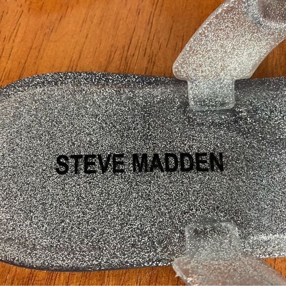 NWOB Steve Madden women’s Zaza bubble strap sandals silver size 9 - Picture 5 of 7